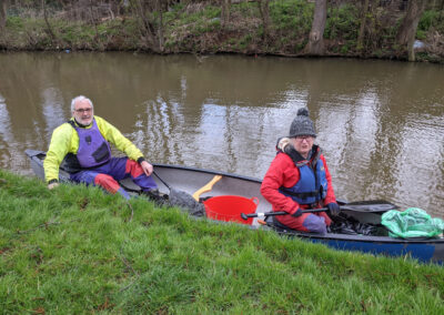 March 2021 collecting litter in a canoe