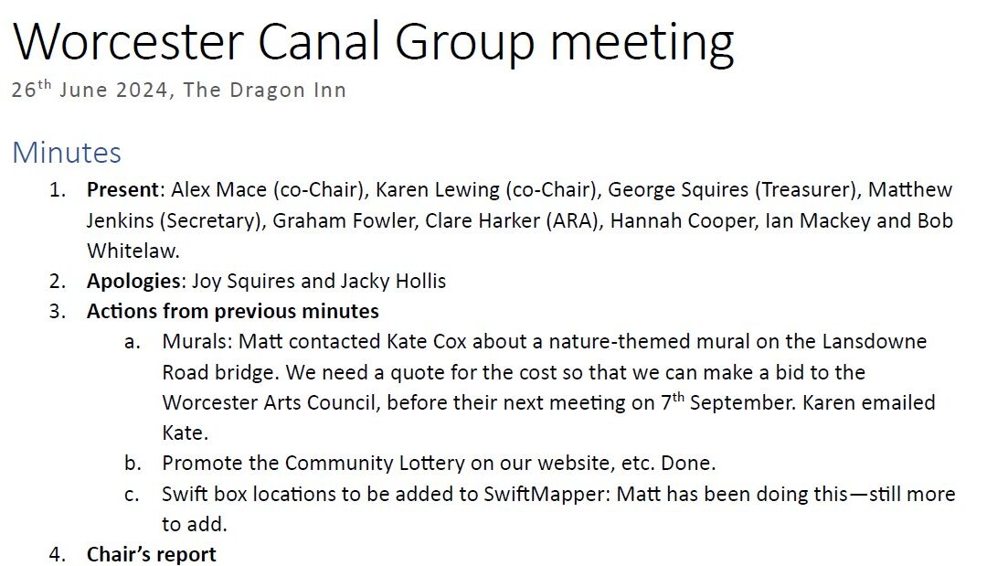 Minutes from June meeting